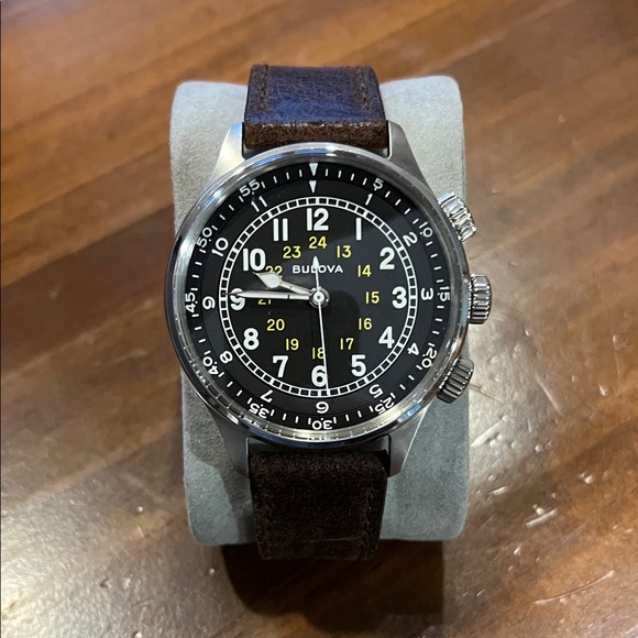 Bulova Silver and Brown Men's Watch